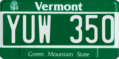 VT license plate YUW350