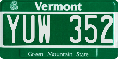VT license plate YUW352