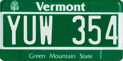 VT license plate YUW354