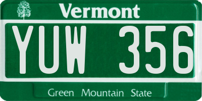 VT license plate YUW356