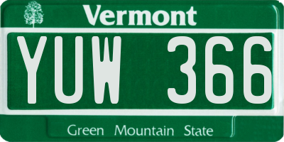 VT license plate YUW366