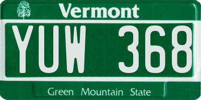 VT license plate YUW368