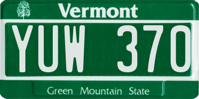VT license plate YUW370