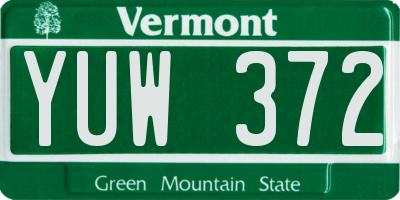 VT license plate YUW372