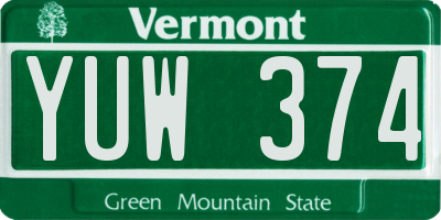VT license plate YUW374