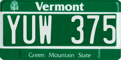 VT license plate YUW375