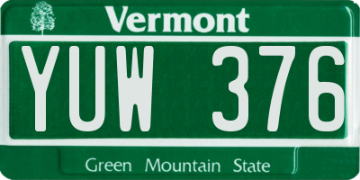 VT license plate YUW376