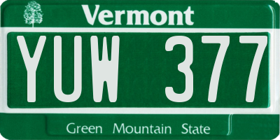 VT license plate YUW377