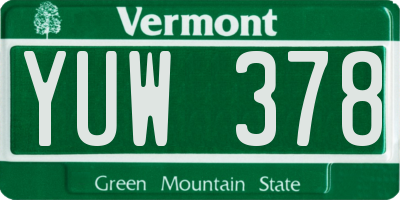 VT license plate YUW378