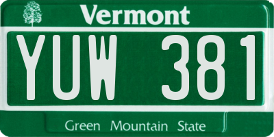 VT license plate YUW381