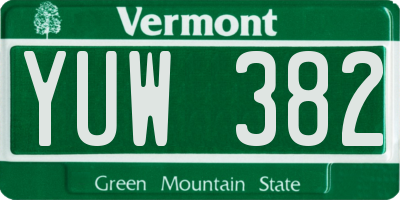 VT license plate YUW382