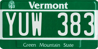 VT license plate YUW383