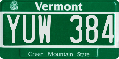 VT license plate YUW384