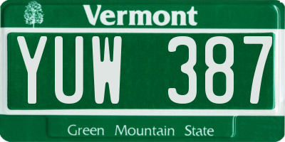 VT license plate YUW387