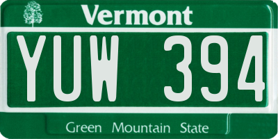 VT license plate YUW394
