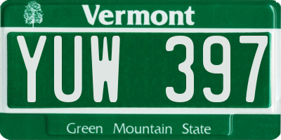 VT license plate YUW397