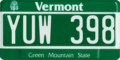 VT license plate YUW398