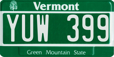 VT license plate YUW399