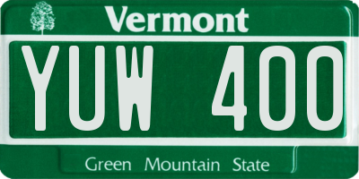 VT license plate YUW400