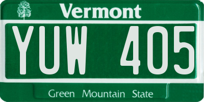 VT license plate YUW405