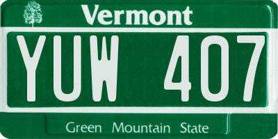 VT license plate YUW407