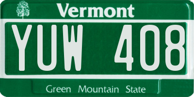 VT license plate YUW408