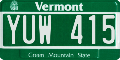 VT license plate YUW415