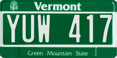 VT license plate YUW417