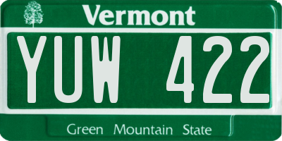 VT license plate YUW422