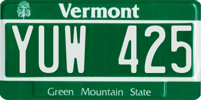 VT license plate YUW425