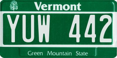 VT license plate YUW442