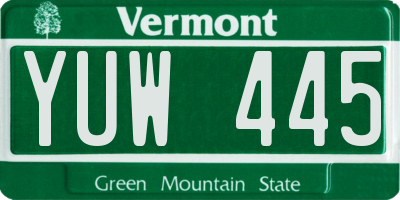 VT license plate YUW445