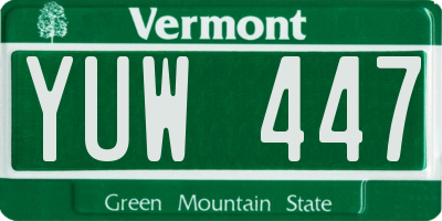 VT license plate YUW447