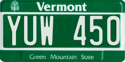 VT license plate YUW450