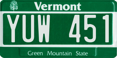 VT license plate YUW451
