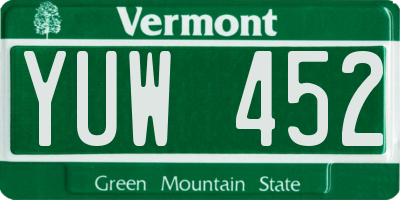 VT license plate YUW452