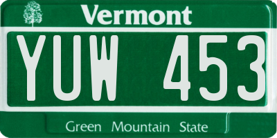 VT license plate YUW453