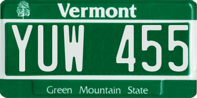 VT license plate YUW455