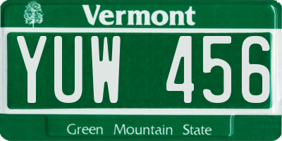 VT license plate YUW456