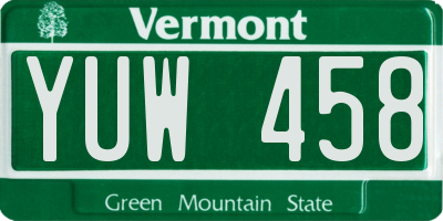 VT license plate YUW458