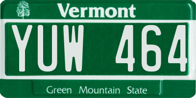 VT license plate YUW464