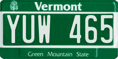 VT license plate YUW465