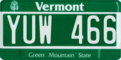 VT license plate YUW466