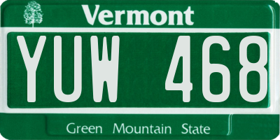 VT license plate YUW468