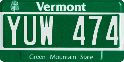VT license plate YUW474