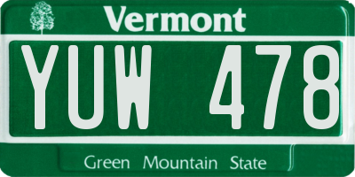 VT license plate YUW478