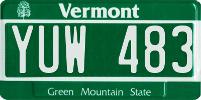 VT license plate YUW483