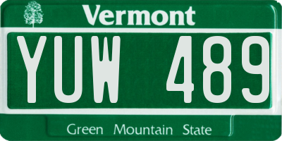 VT license plate YUW489