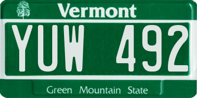 VT license plate YUW492
