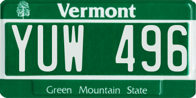 VT license plate YUW496